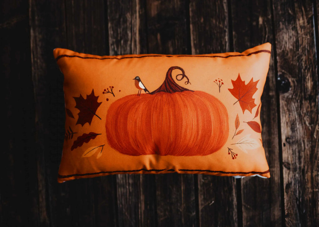 Primitive Orange Fall Pumpkin Lumbar Pillow Cover | 18x12 Thanksgiving Décor | Fall Decor | Room Decor | Decorative Pillows | Gift for her UniikPillows