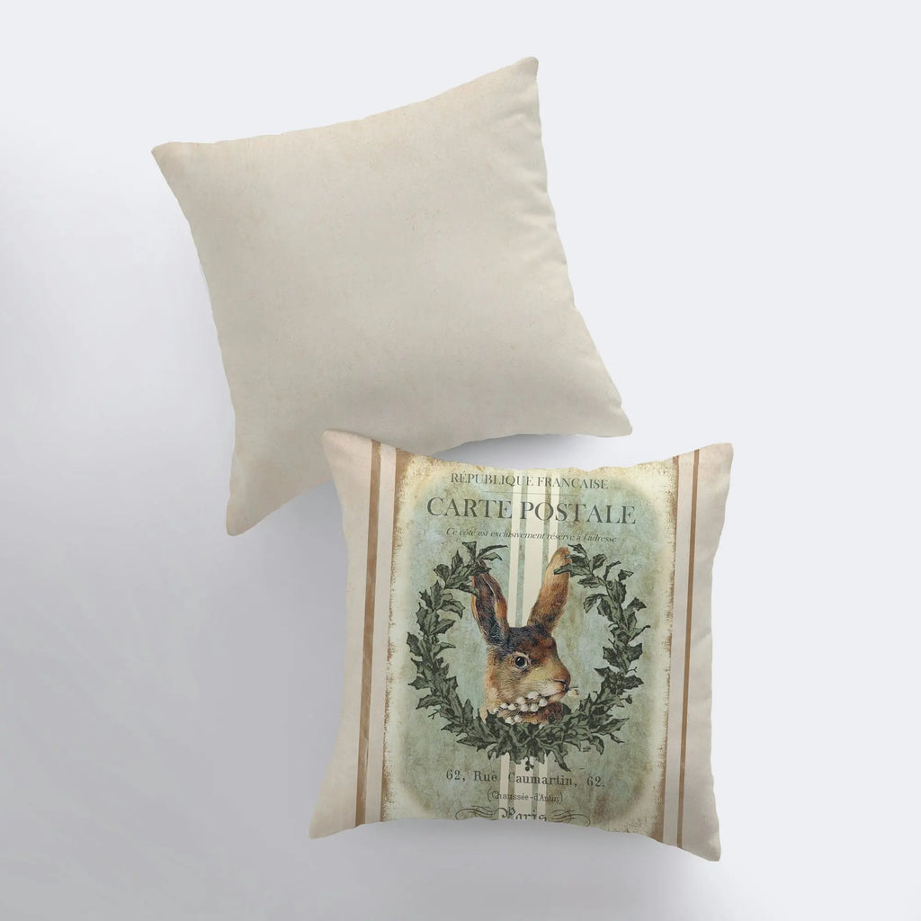 Rabbit | Vintage | Wreath | Pillow Cover | Farmhouse Decor | Home Décor | Room Decor | Decor Ideas | Rustic Decor Ideas | Gift for her UniikPillows