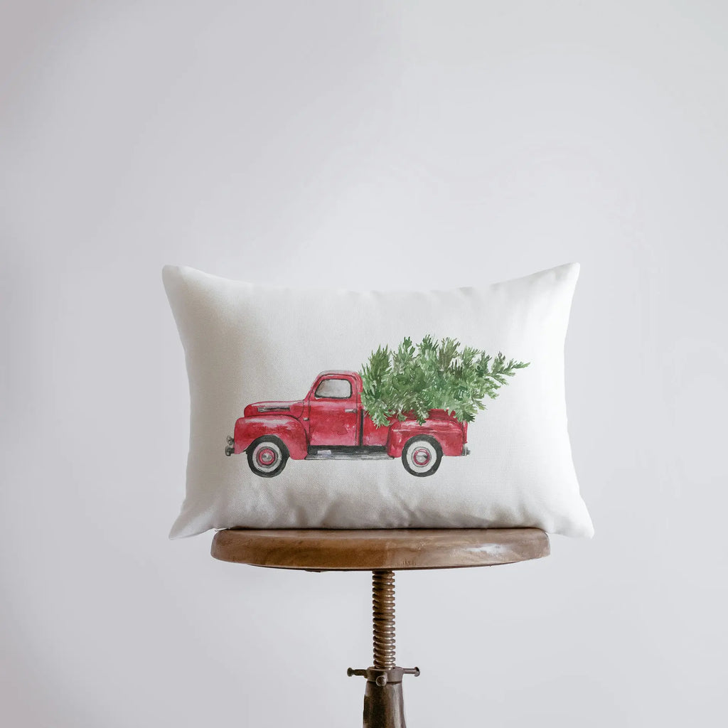 Red Christmas Truck | Christmas | 12x18 | Red Truck | Christmas Decor | Throw Pillow | Home | Christmas tree | Christmas Gifts UniikPillows