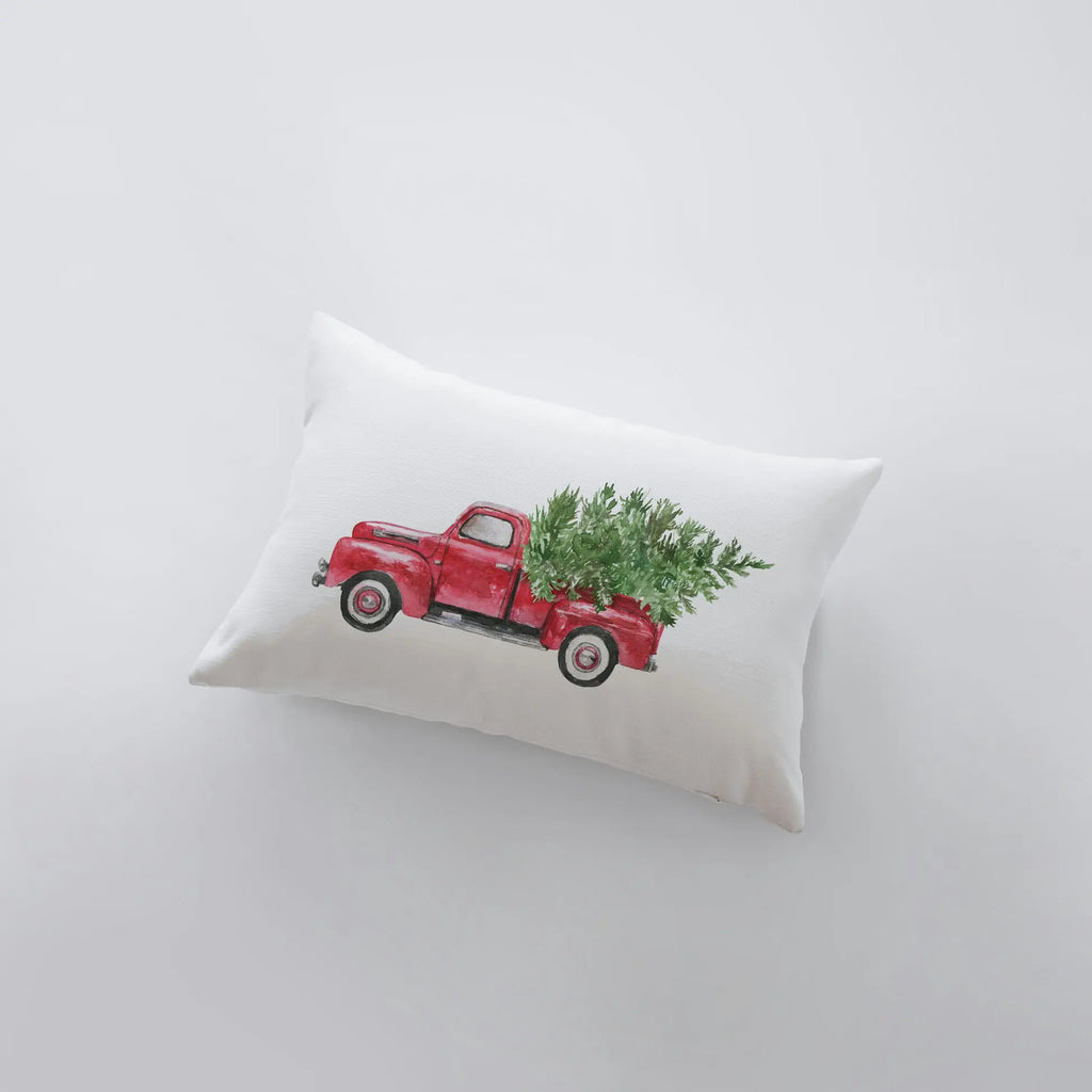 Red Christmas Truck | Christmas | 12x18 | Red Truck | Christmas Decor | Throw Pillow | Home | Christmas tree | Christmas Gifts UniikPillows