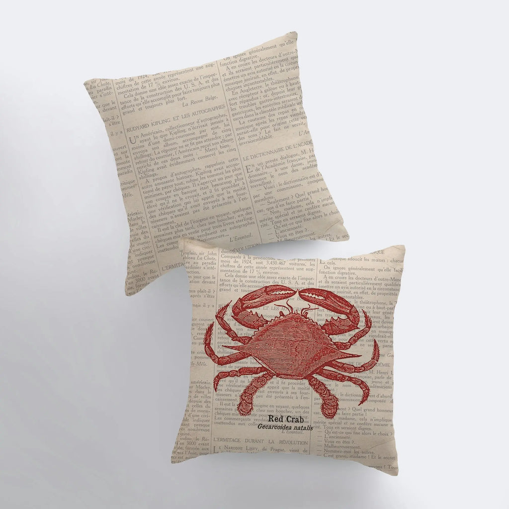 Red Crab | Pillow Cover | Throw Pillow | Home Decor | Modern Coastal Decor | Nautical | Ocean | Gift for her | Accent Pillow Covers | Crab UniikPillows