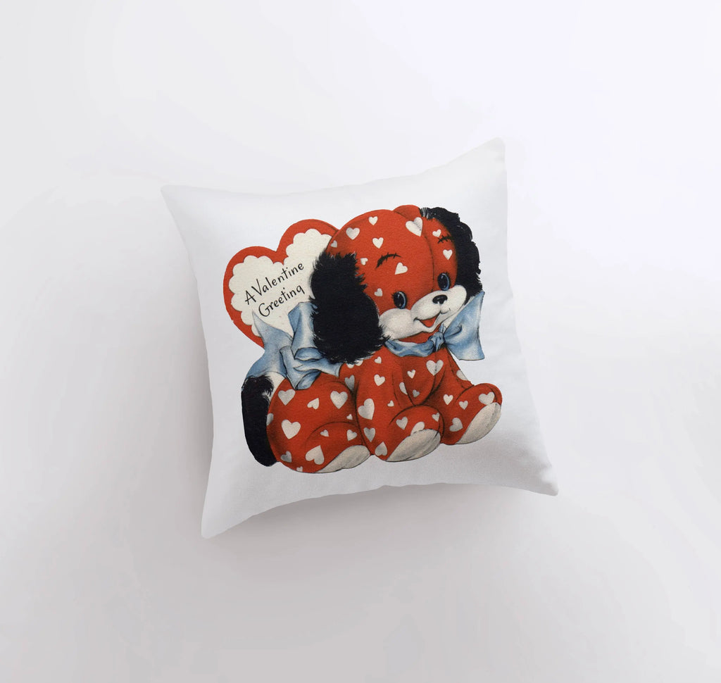 Red Heart Dog Vintage Valentines | Pillow Cover | Throw Pillow | Valentines Day Gifts for Her | Valentines Day | Room Decor | Love You UniikPillows