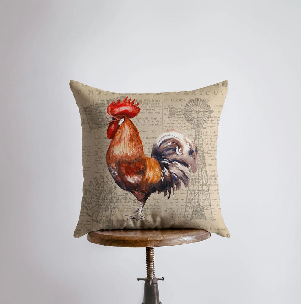 Red Rooster | Looking Left | Farmhouse Style | Pillow Cover | Farmhouse Modern Decor | Throw Pillow | Pillow | Rooster | Farm House Decor UniikPillows