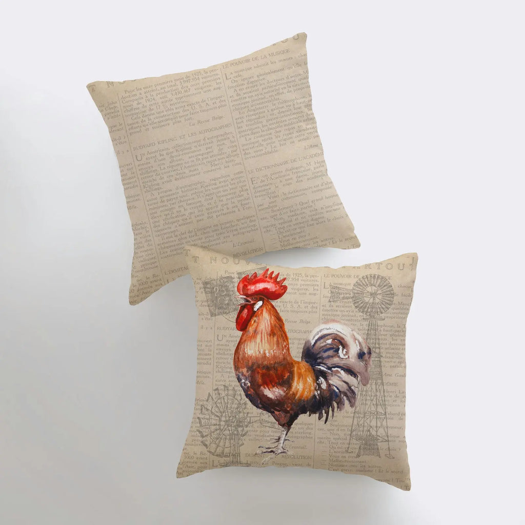 Red Rooster | Looking Left | Farmhouse Style | Pillow Cover | Farmhouse Modern Decor | Throw Pillow | Pillow | Rooster | Farm House Decor UniikPillows