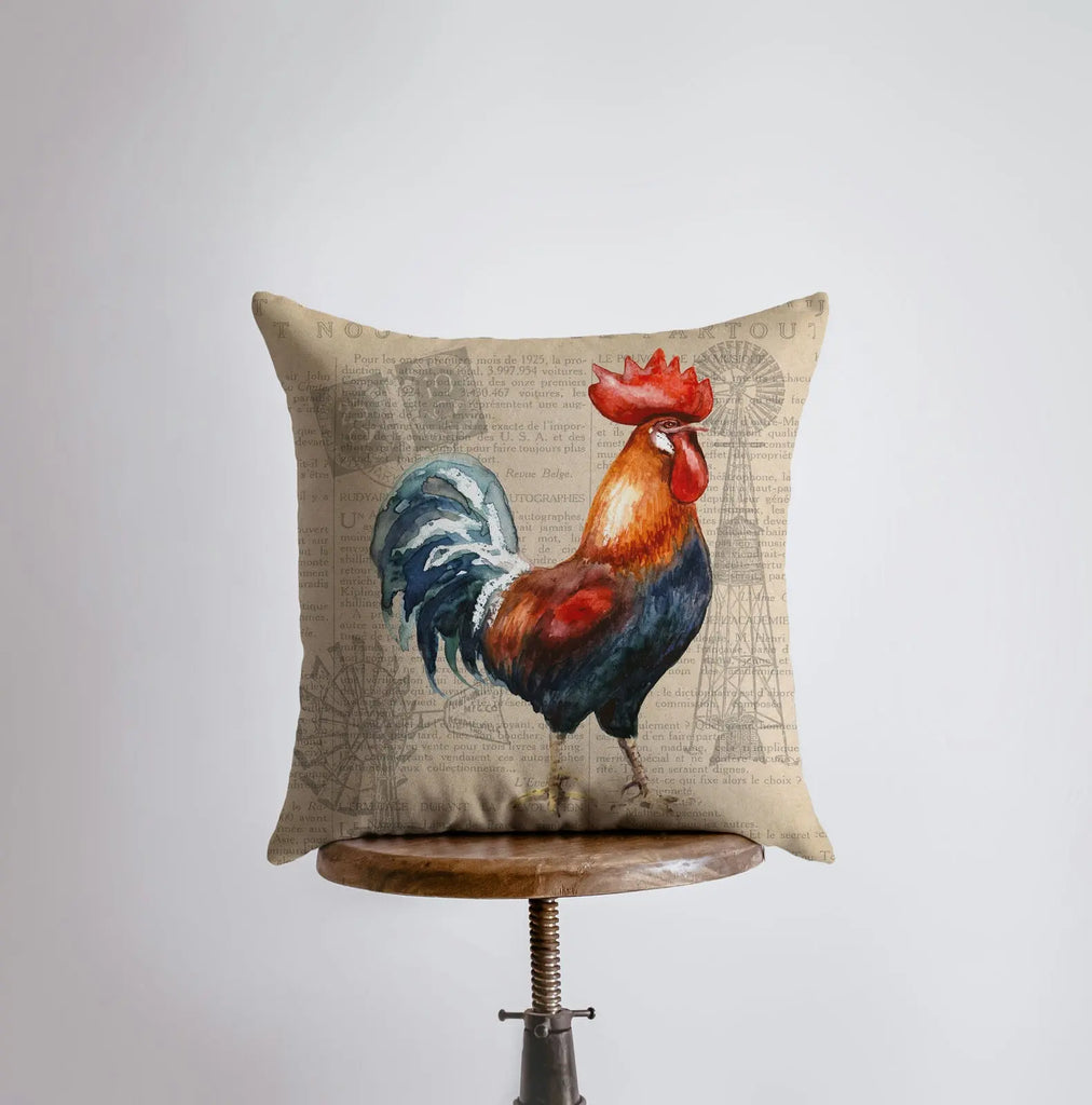 Red Rooster | Looking Right | Farmhouse Style | Pillow Cover | Farmhouse Modern Decor | Throw Pillow | Pillow | Rooster | Farm House Decor UniikPillows