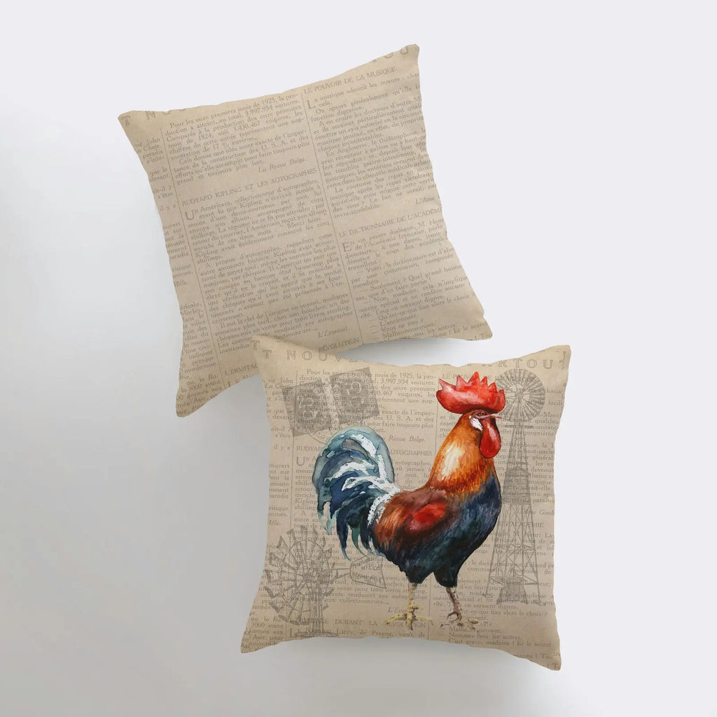 Red Rooster | Looking Right | Farmhouse Style | Pillow Cover | Farmhouse Modern Decor | Throw Pillow | Pillow | Rooster | Farm House Decor UniikPillows