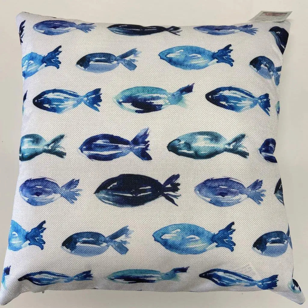 School of Fish Pillow | Throw Pillow | Dolphin Pillow | Ocean Lover | Sea Decor | Ocean | Gift for her | Accent Pillow Covers | Watercolor UniikPillows
