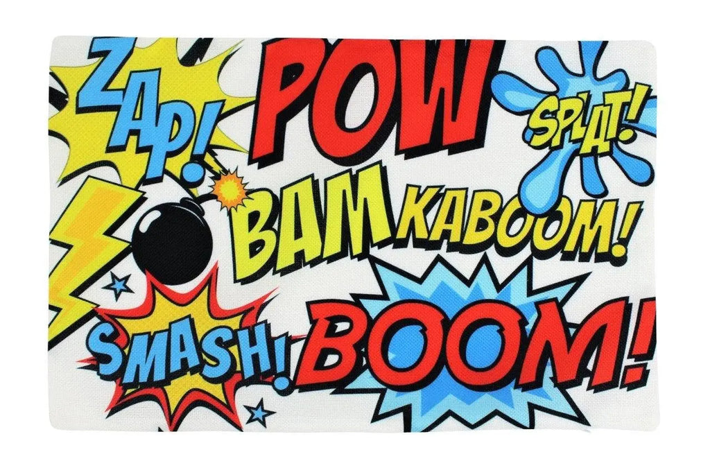 Super Hero | BASH BOOM BAM | Anime | 18x12 | Fun Gifts | Pillow Cover | Home Decor | Throw Pillows | Happy Birthday | Kids Room | Lumbar UniikPillows