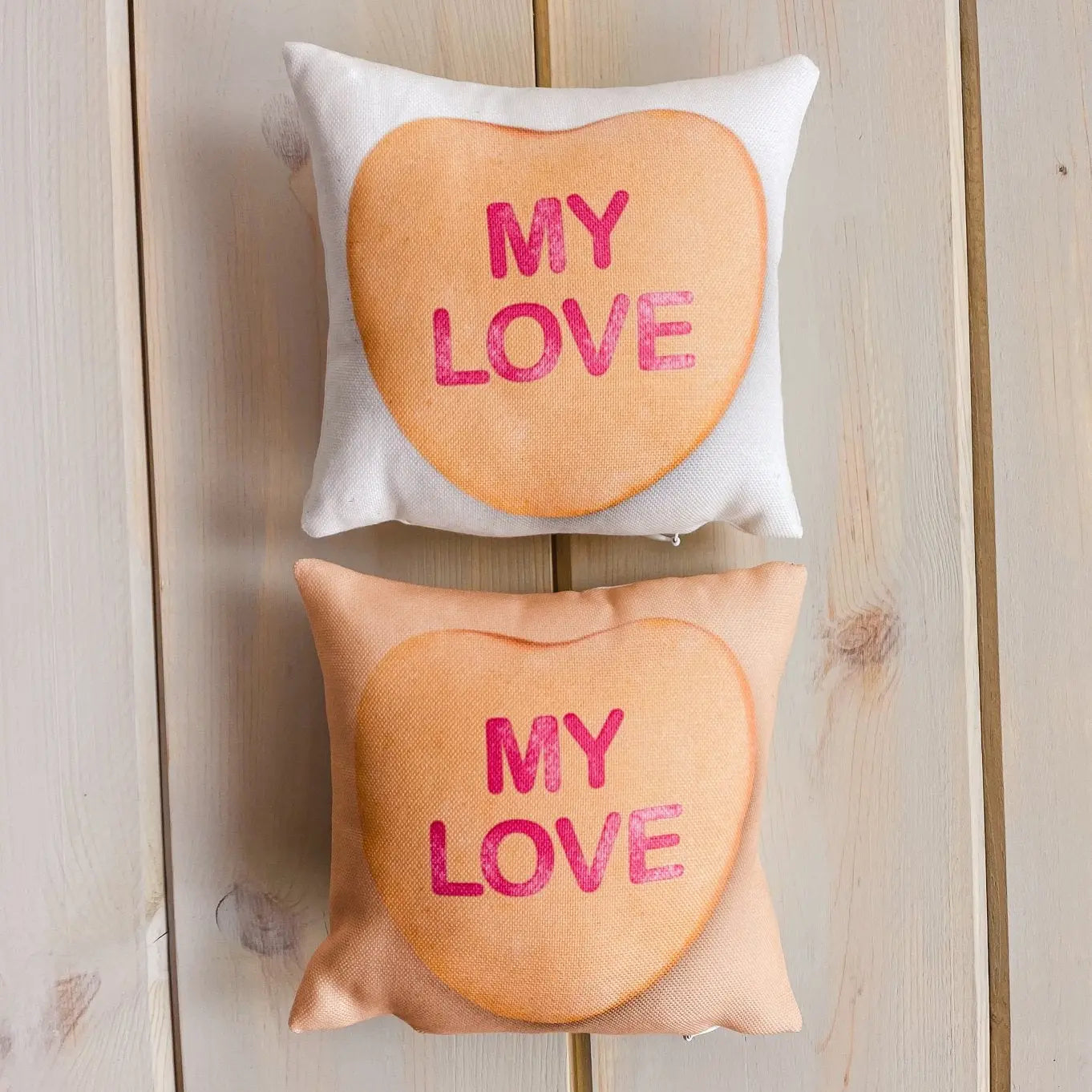 Valentines Candy Mini Pillow Set, 8x8 Pillow Covers