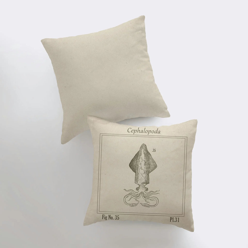 Vintage Squid | Pillow Cover | Throw Pillow | Home Decor | Modern Decor |Nautical | Ocean | Gift for her | Accent Pillow Cover | Beach | Sea UniikPillows
