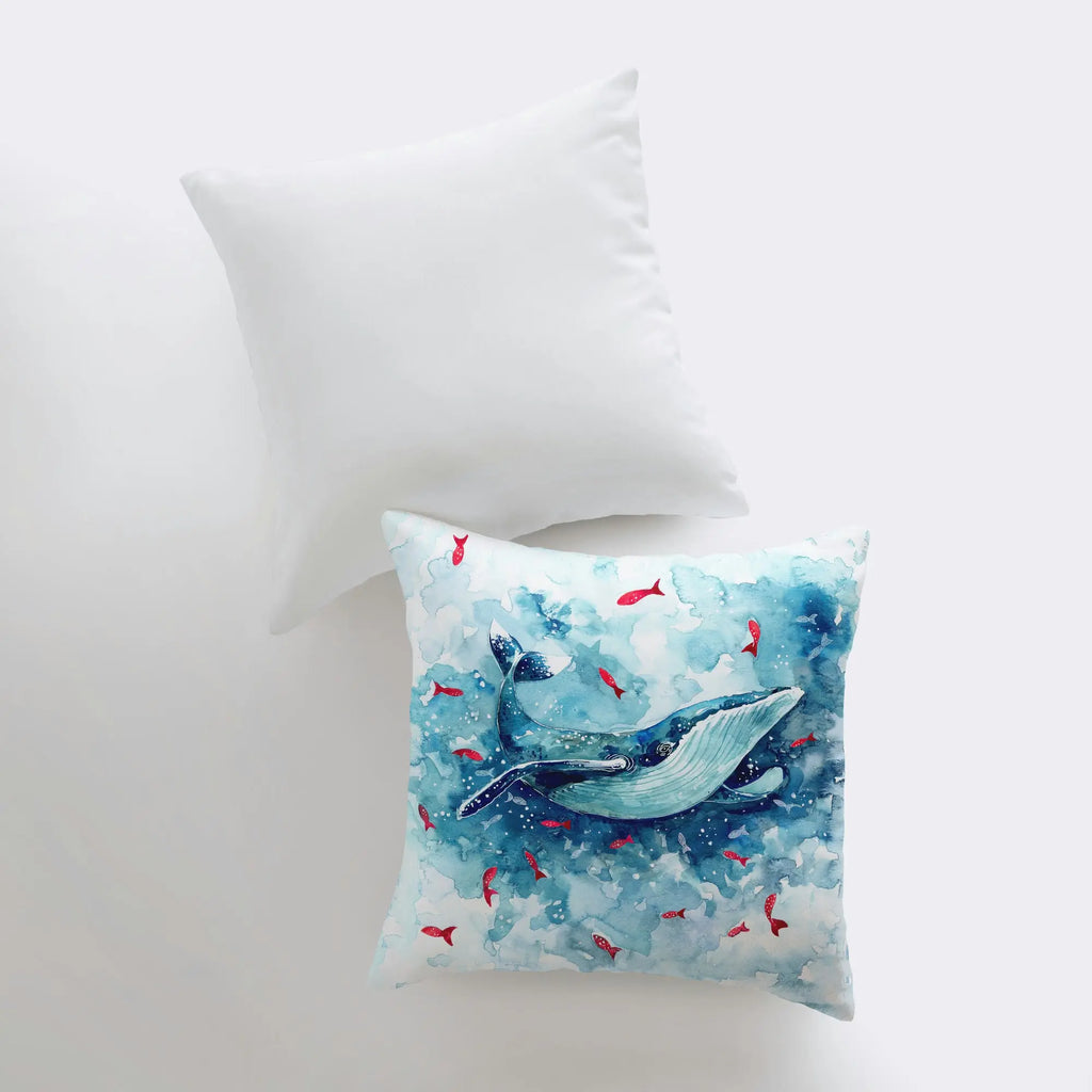 Watercolor Blue Whale | Pillow Cover | Throw Pillow | Home Decor | Modern Decor | Pillow | Ocean | Gift for her | Accent Pillow Covers | Sea UniikPillows