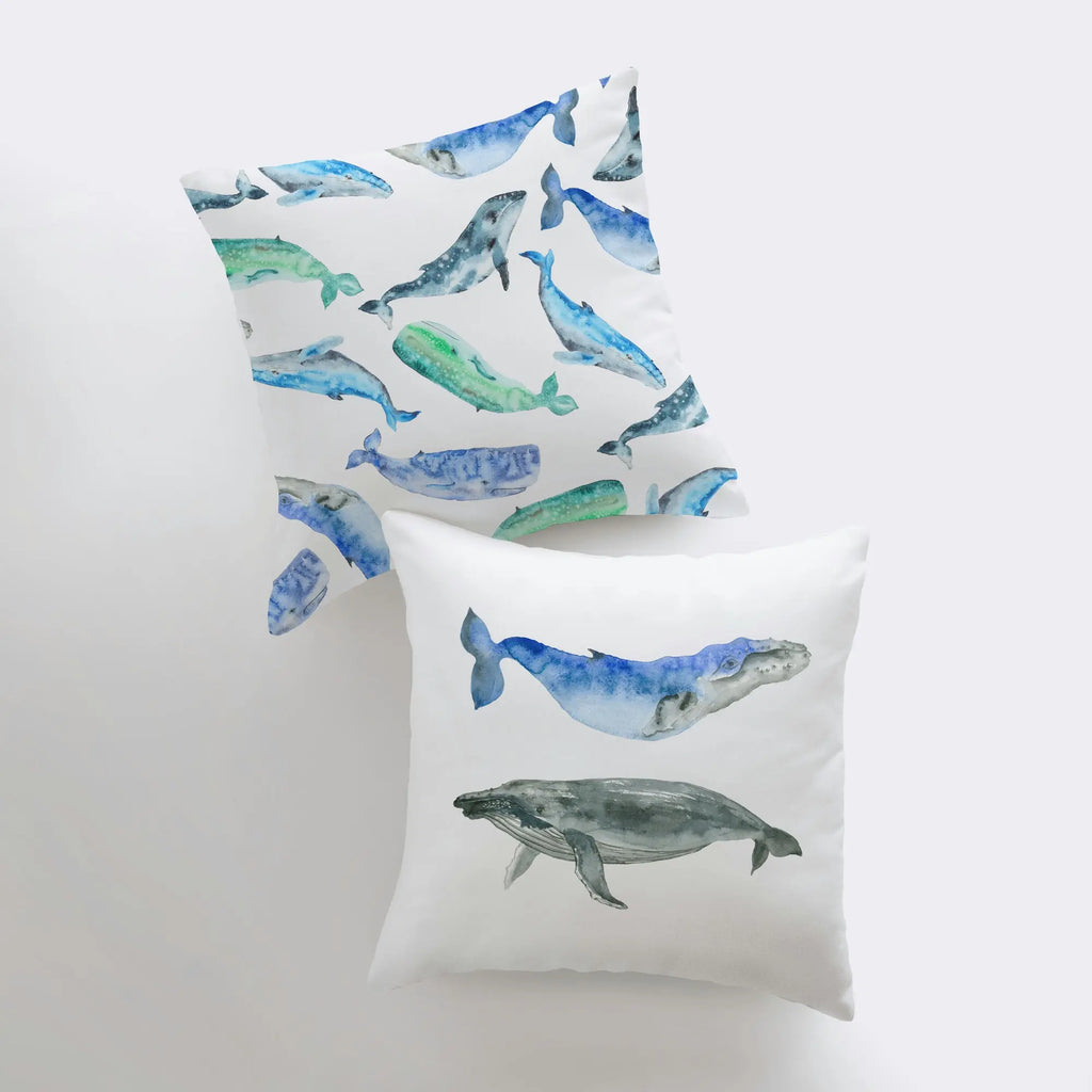 Watercolor Whales | Pillow Cover |  |Throw Pillow | Home Decor | Modern Decor | Pillow | Ocean | Gift for her | Accent Pillow Covers | Sea UniikPillows
