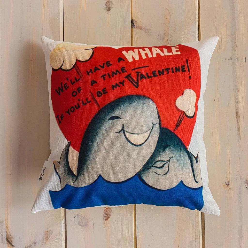 Whale of a Time Vintage Valentines | Pillow Cover | Throw Pillow | Valentines Day Gifts for Her | Valentines Day | Room Decor UniikPillows