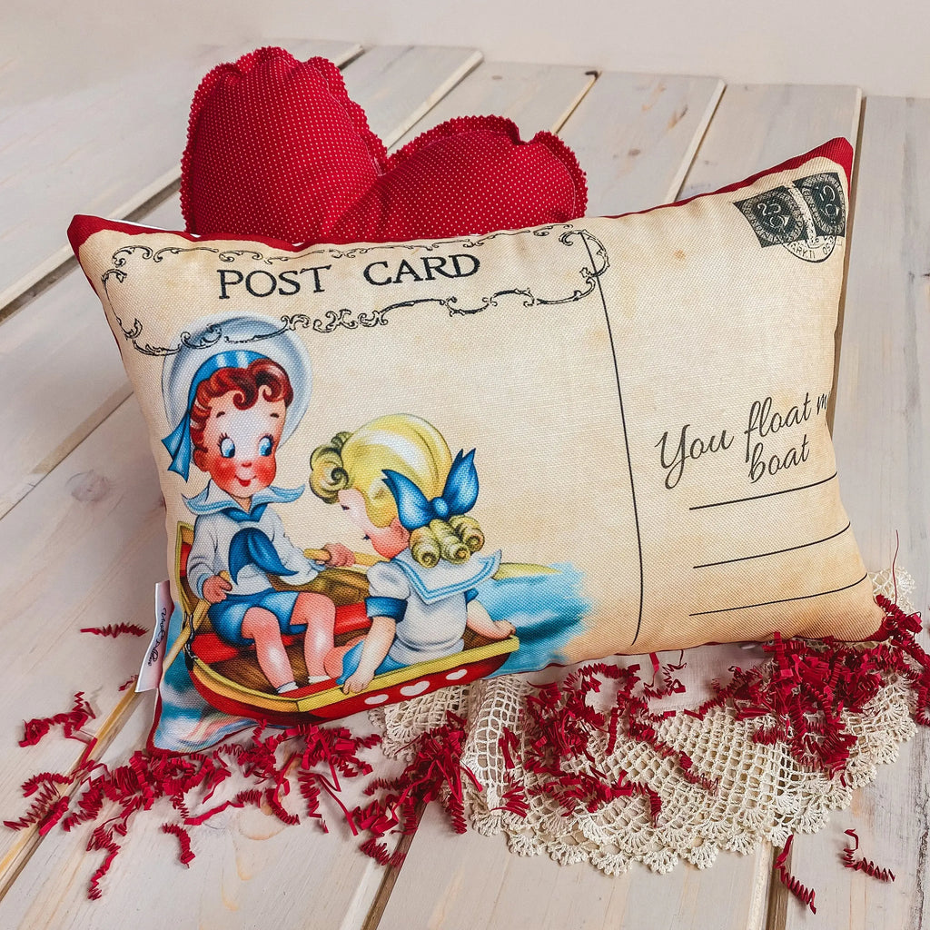 You float my Boat Vintage Valentines | 18x12 Pillow Covers | Valentines Day Decor | Valentines Gift | Room Decor | Valentine Decor UniikPillows