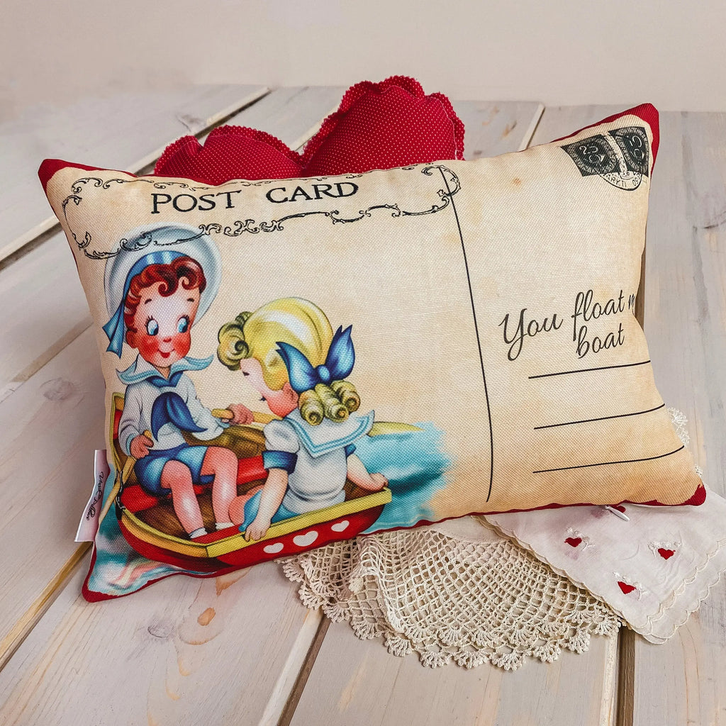You float my Boat Vintage Valentines | 18x12 Pillow Covers | Valentines Day Decor | Valentines Gift | Room Decor | Valentine Decor UniikPillows